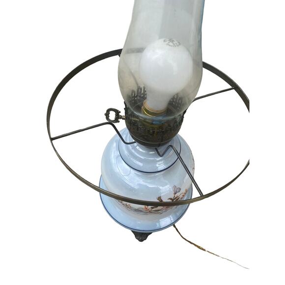 VTG Mid Century Casting Electric hurricane lamp Gone With the Wind 3 way floral - Picture 10 of 13